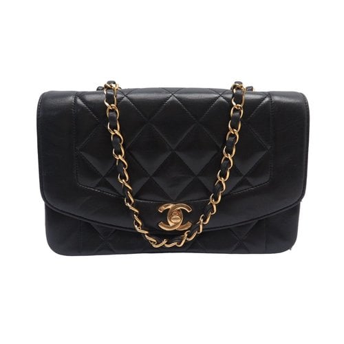 Pre-owned Chanel Diana Leather Crossbody Bag In Black