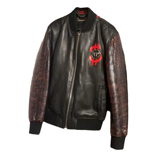 Pre-owned Philipp Plein Leather Coat In Red