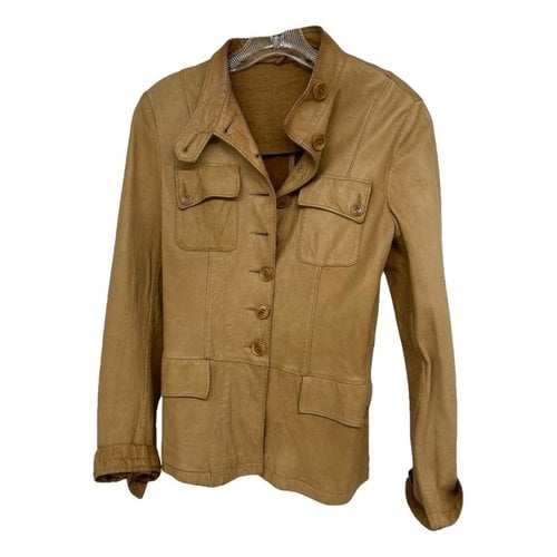 Pre-owned Pauw Leather Jacket In Camel