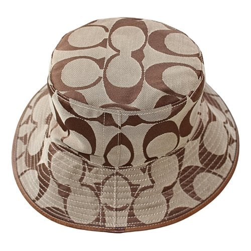 Pre-owned Coach Cloth Hat In Brown
