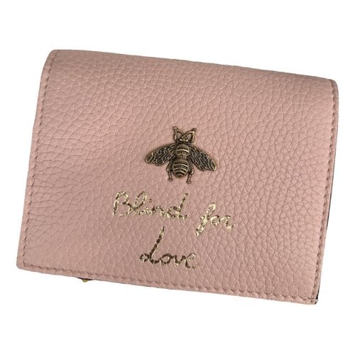 Pre-owned Gucci Queen Margaret Leather Wallet In Pink