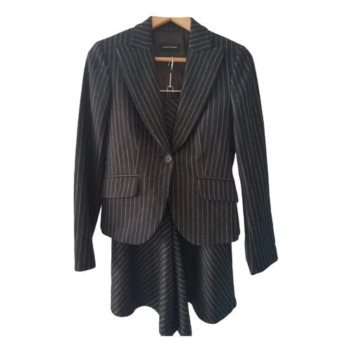 Pre-owned Massimo Dutti Wool Skirt Suit In Black