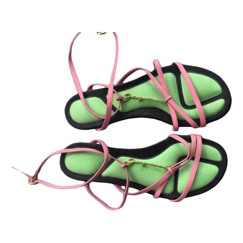Pre-owned Jacquemus Pralu Leather Sandal In Pink