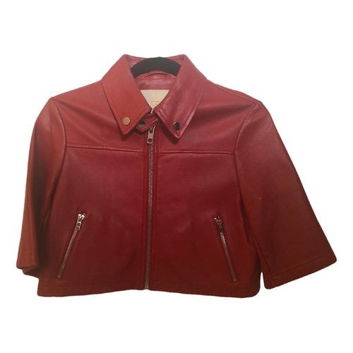 Pre-owned Maje Leather Short Vest In Red