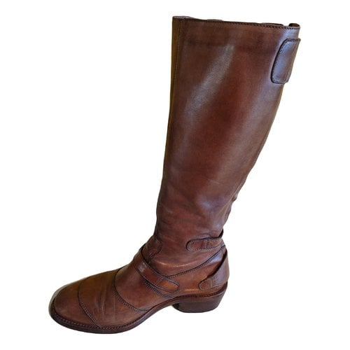 Pre-owned Belstaff Leather Riding Boots In Brown