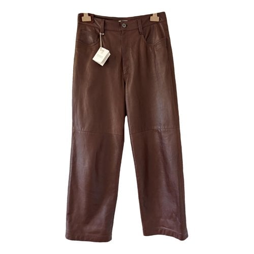 Pre-owned Brunello Cucinelli Leather Straight Pants In Other