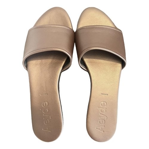 Pre-owned Aeyde Leather Sandal In Brown