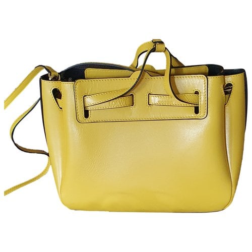 Pre-owned Loewe Lazo Mini Leather Handbag In Yellow
