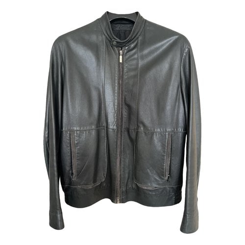 Pre-owned Brioni Leather Jacket In Anthracite
