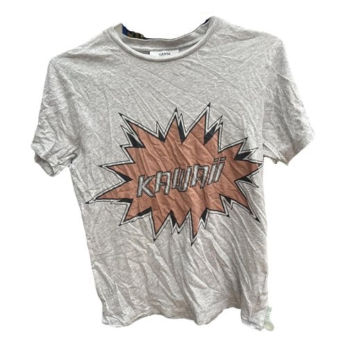 Pre-owned Ganni T-shirt In Grey