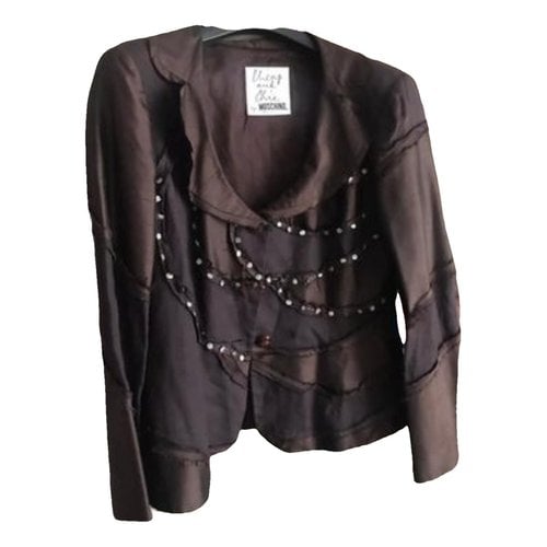 Pre-owned Moschino Cheap And Chic Silk Biker Jacket In Burgundy