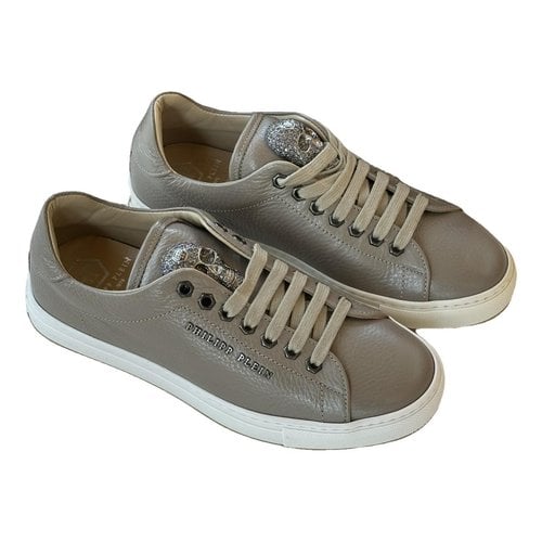 Pre-owned Philipp Plein Leather Trainers In Beige