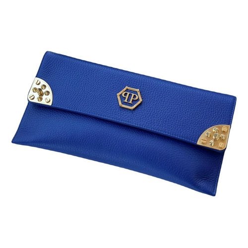 Pre-owned Philipp Plein Leather Clutch Bag In Blue