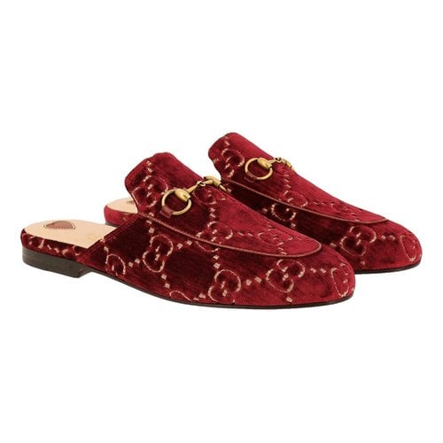 Pre-owned Gucci Cloth Mules & Clogs In Red