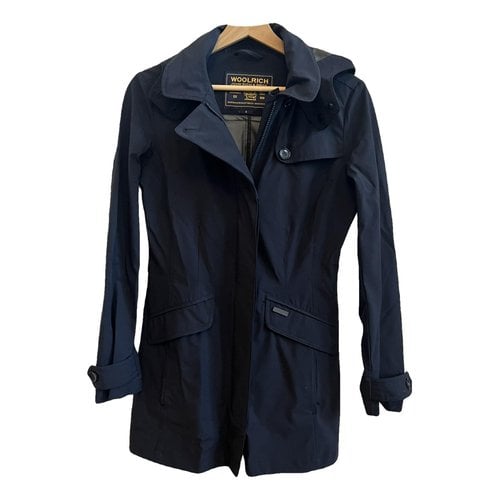 Pre-owned Woolrich Trench Coat In Blue