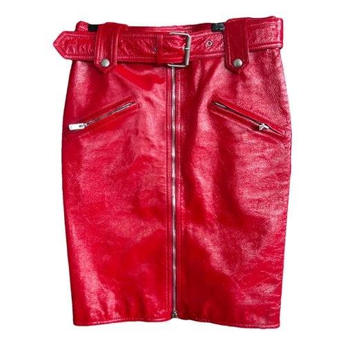 Pre-owned Valentino Leather Mid-length Skirt In Red