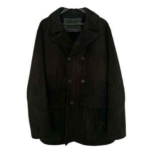 Pre-owned Prada Shearling Coat In Black