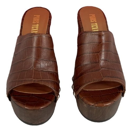Pre-owned Paris Texas Leather Mules & Clogs In Brown