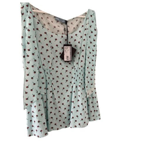Pre-owned Prada Silk Blouse In Turquoise