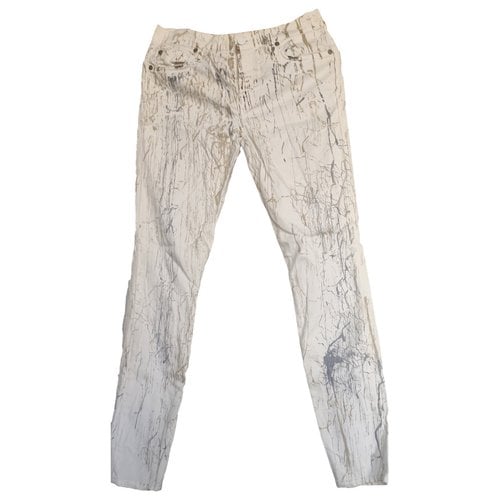 Pre-owned 7 For All Mankind Straight Pants In White