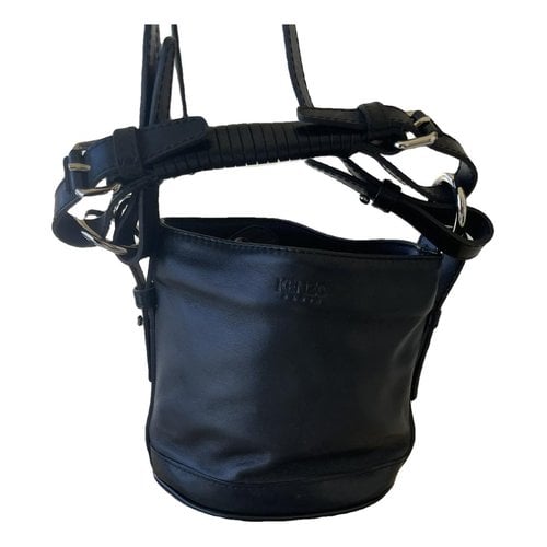 Pre-owned Kenzo Pagodon Leather Handbag In Black