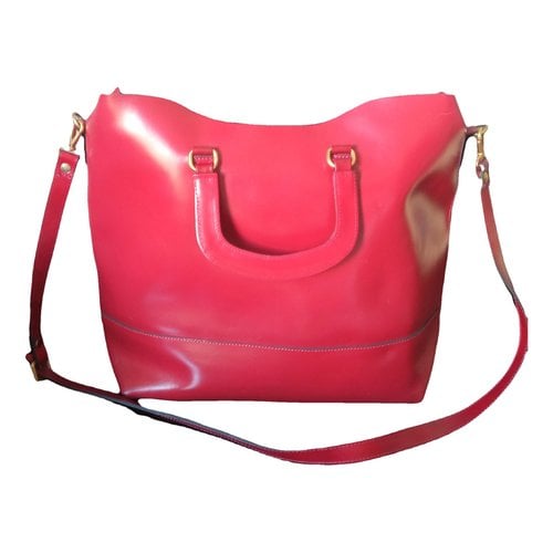 Pre-owned Massimo Dutti Leather Tote In Red