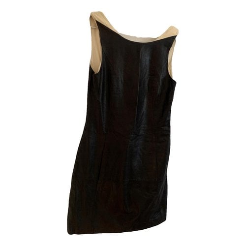 Pre-owned Theyskens' Theory Leather Mini Dress In Black