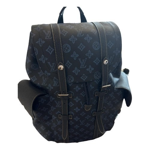Pre-owned Louis Vuitton Christopher Backpack Leather Bag In Blue