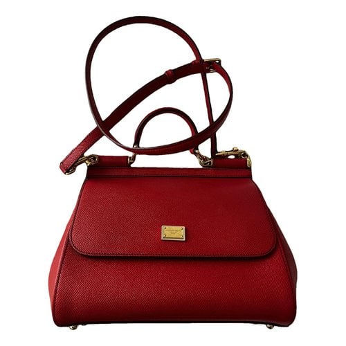 Pre-owned Dolce & Gabbana Sicily Leather Handbag In Red