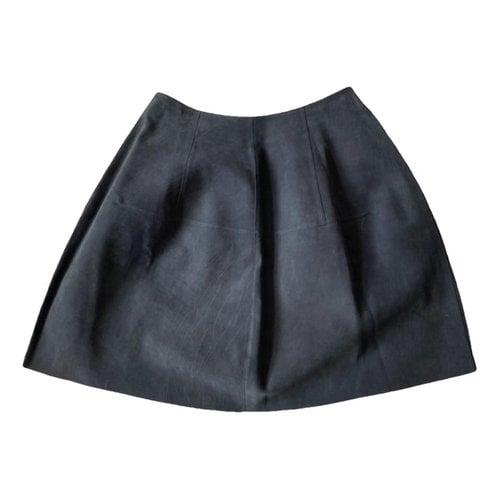 Pre-owned Marni Leather Mini Skirt In Anthracite