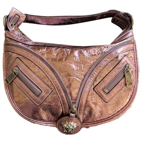 Pre-owned Versace Leather Handbag In Purple