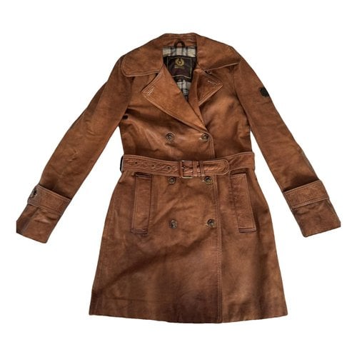 Pre-owned Belstaff Leather Coat In Camel