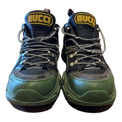 Pre-owned Gucci Cloth Trainers In Green