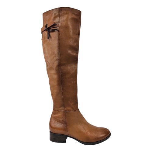 Pre-owned Mjus Leather Riding Boots In Camel