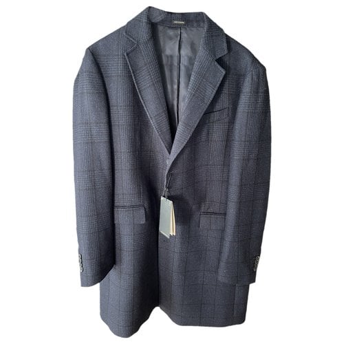 Pre-owned Massimo Dutti Wool Coat In Blue