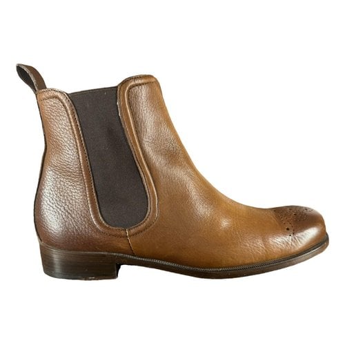 Pre-owned Bottega Veneta Leather Boots In Camel