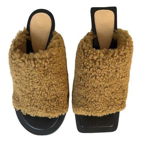 Pre-owned Jacquemus Shearling Heels In Yellow