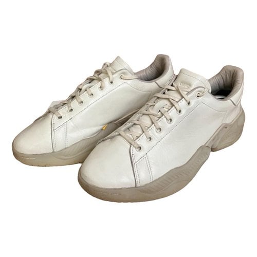 Pre-owned Adidas X Oamc Leather Low Trainers In Beige