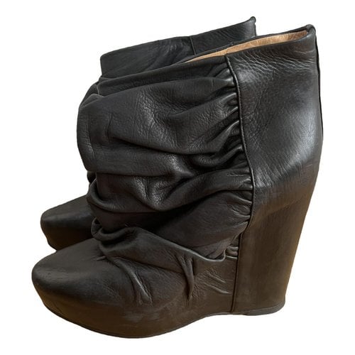 Pre-owned Maison Margiela Leather Boots In Black