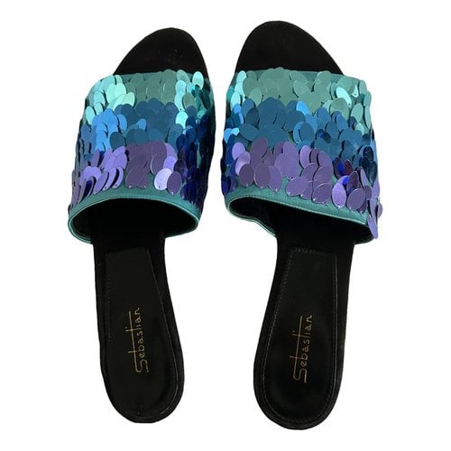Pre-owned Sebastian Milano Glitter Sandals In Multicolour