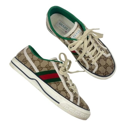 Pre-owned Gucci Tennis 1977 Cloth Trainers In Brown