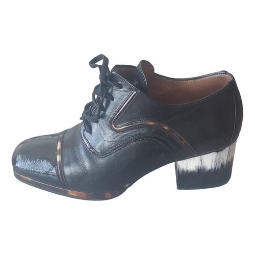 Pre-owned Dries Van Noten Leather Lace Ups In Black
