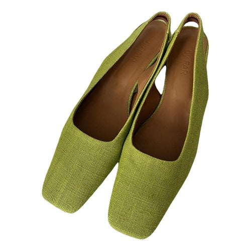 Pre-owned By Far Cloth Sandal In Green