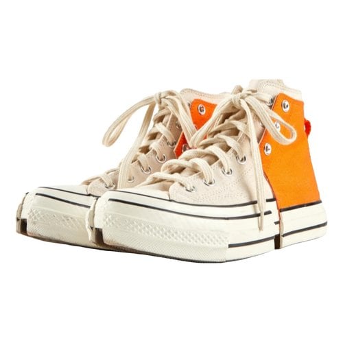 Pre-owned Feng Chen Wang Cloth Trainers In Orange