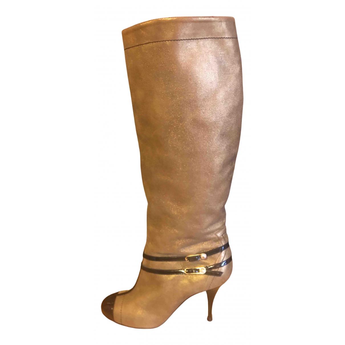 Leather boots Chanel Gold size 38 EU in Leather - 12765991