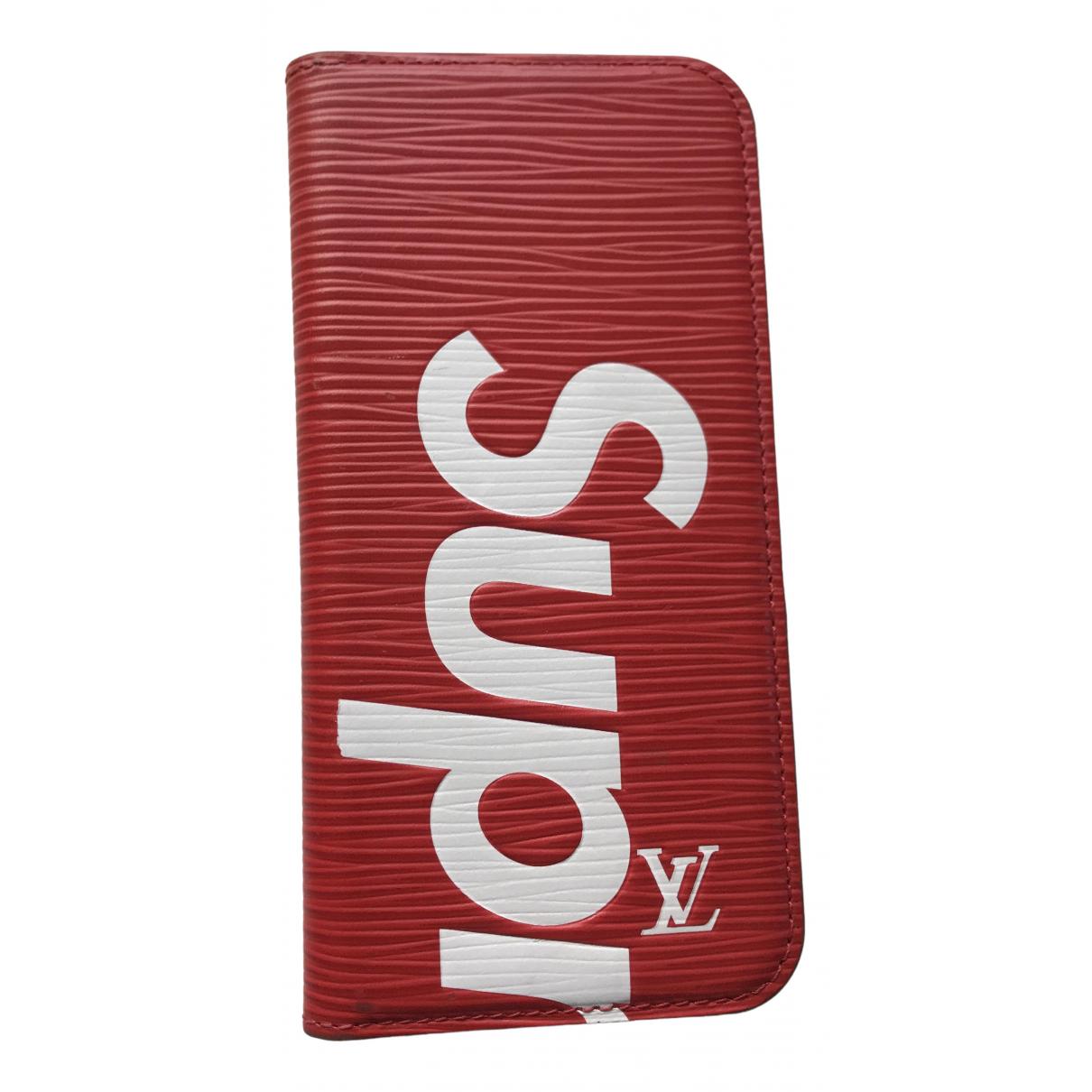 LV Supreme Leather Case for iPhone - Black and Red A Vuitton Day (GET FREE  KN95 MASK ON YOUR PURCHASE)