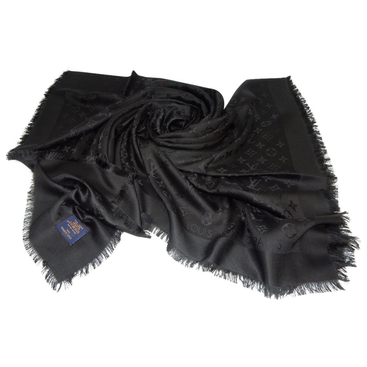 louis vuitton black silk scarf