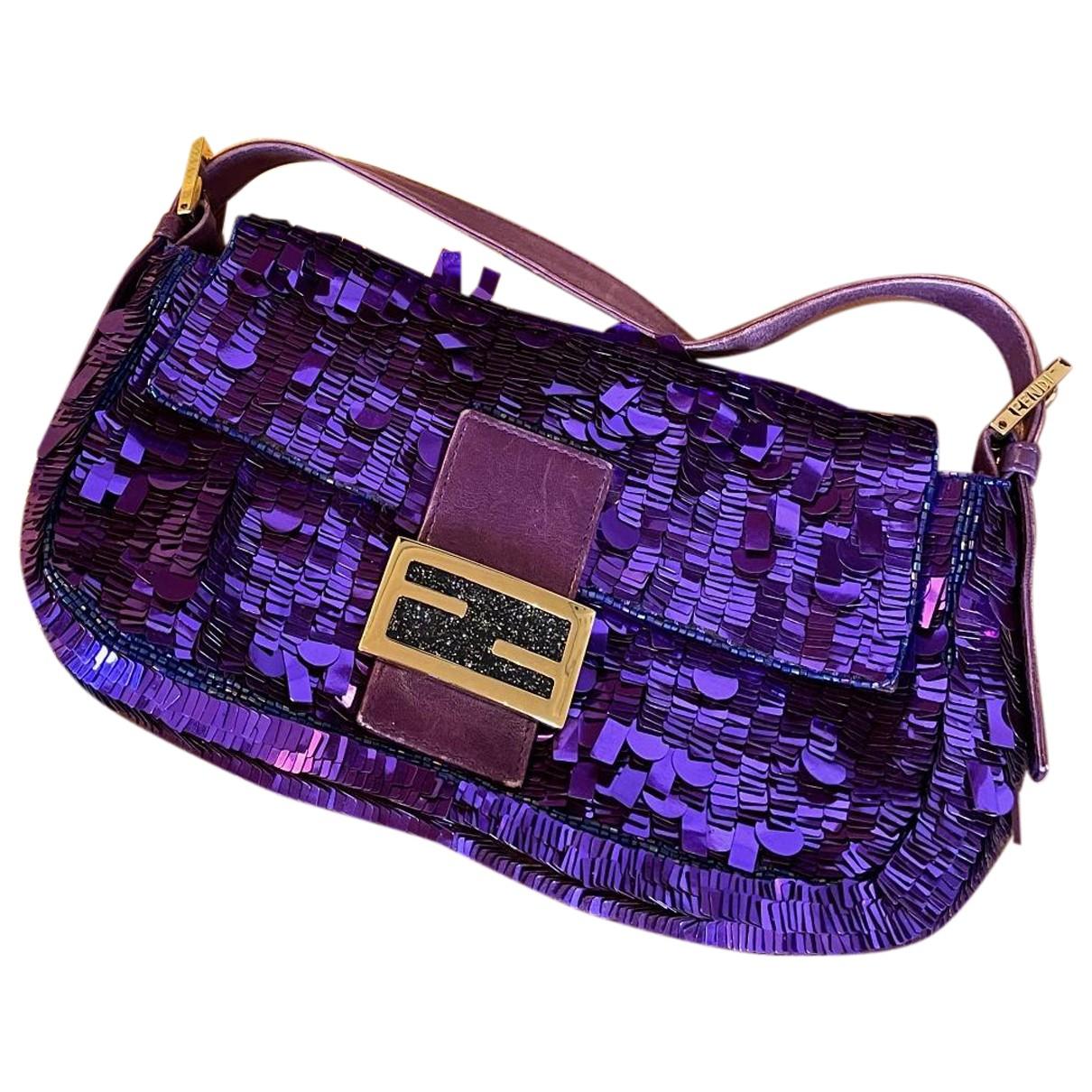 Baguette glitter handbag Fendi Purple in Glitter - 21083895