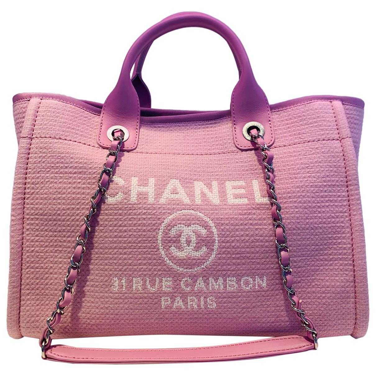 Chanel Small Deauville Shopping Tote with Handle 22S Pink Mixed Fibers with  silver hardware
