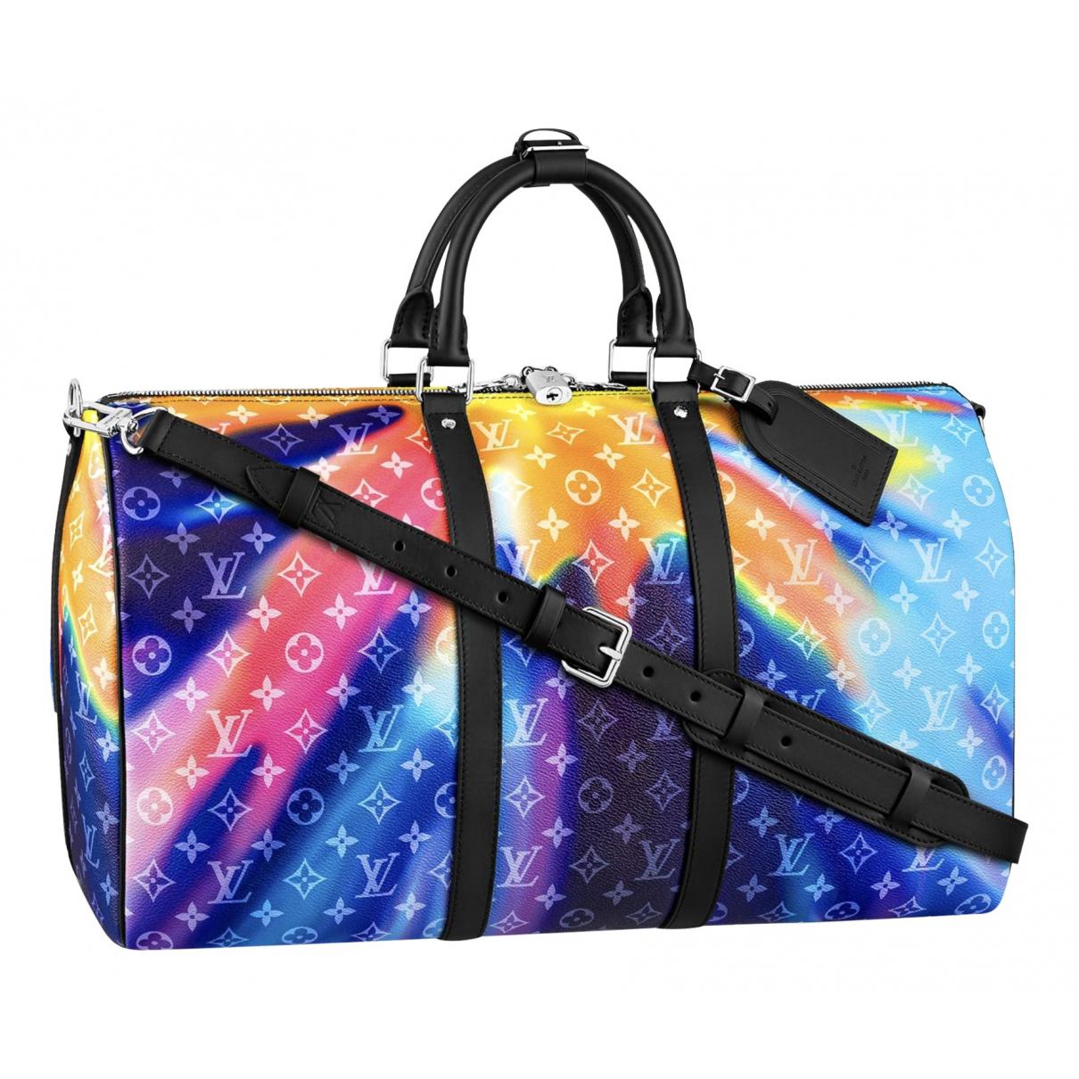 Keepall cloth travel bag Louis Vuitton Blue in Cloth - 21524978